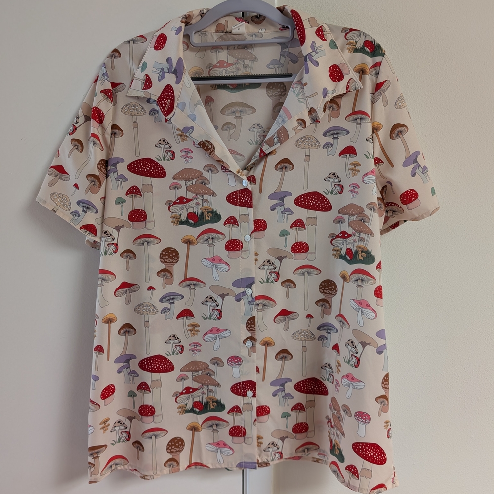 Mushroom Print Short Sleeve Shirt